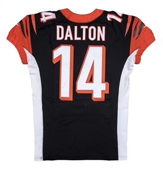 2014 Andy Dalton Game Used Cincinnati Bengals Home Jersey Photo Matched To 12/22/2014 (MeiGray)